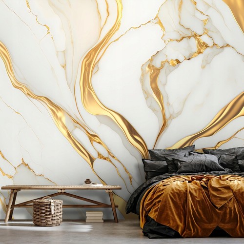 Fototapete marmor grau - grau, golden
