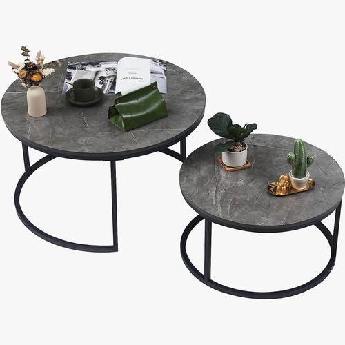 Couchtisch rund 2er set grau - couchtisch,